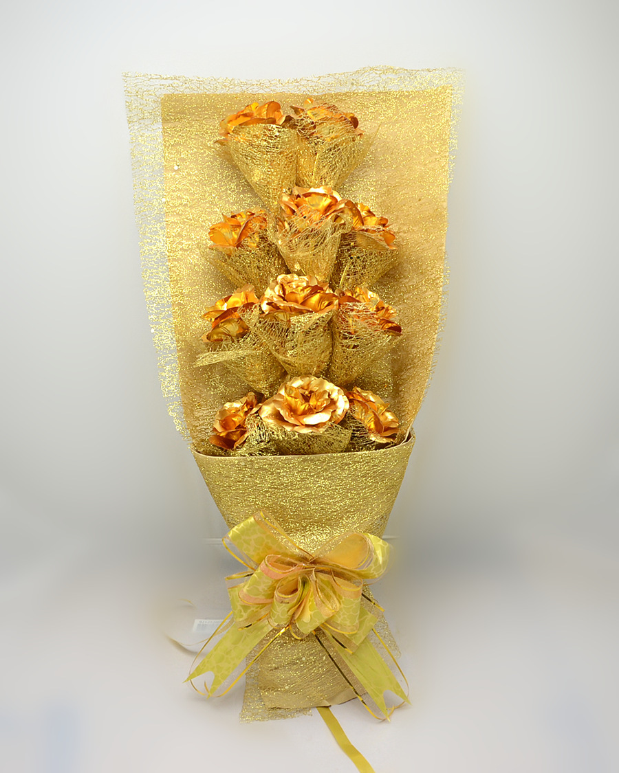 金箔玫瑰花束 金箔玫瑰花 七夕情人节生日创意礼品送女朋友老婆