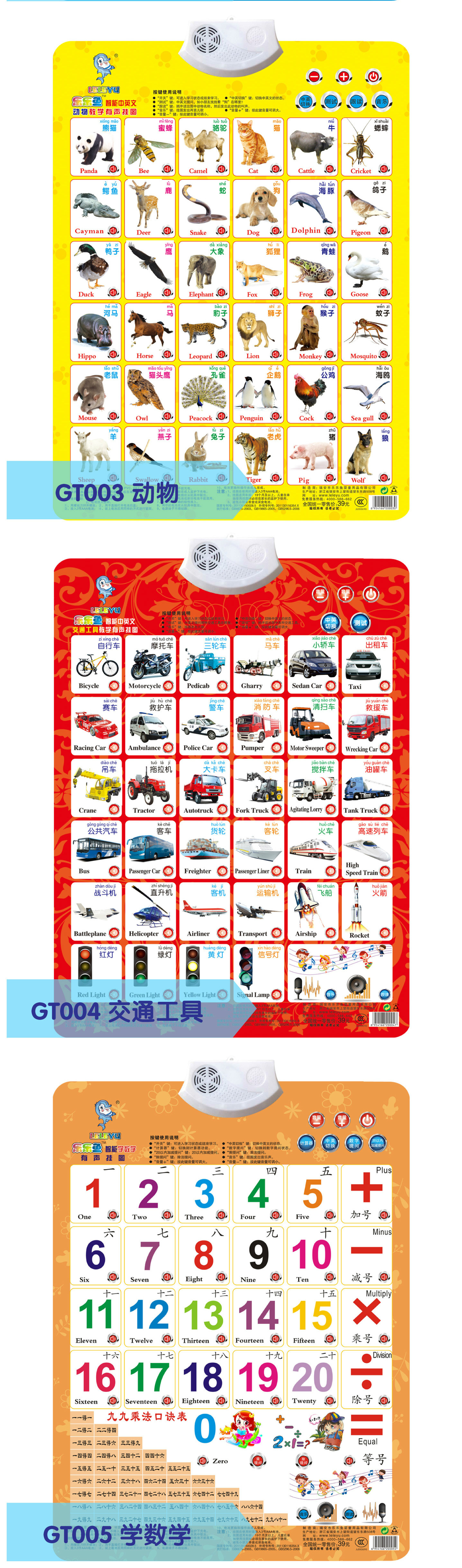 乐乐鱼正品 儿童早教益智有声挂图 发音 发声凸凹挂图