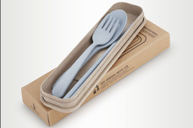 **贝合筷子勺子叉子便携餐具 旅行携带学生便携餐具盒三件套装-陶瓷产