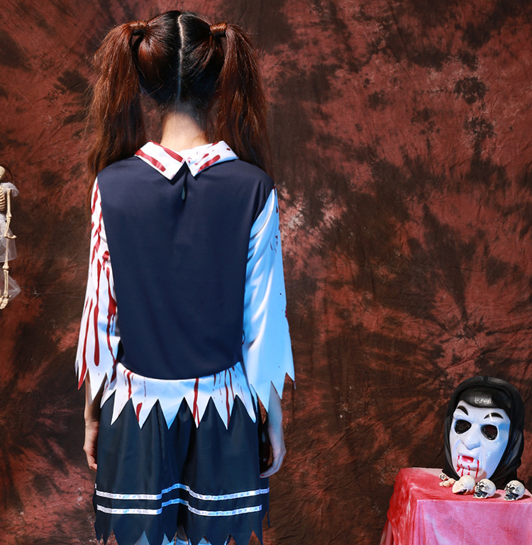 万圣节鬼节恐怖血腥学生制服诱惑带血成人女学生装 出口日本服装