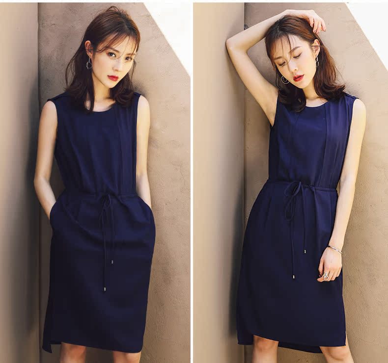 莉莉的不规则连衣裙夏2016新款松紧腰无