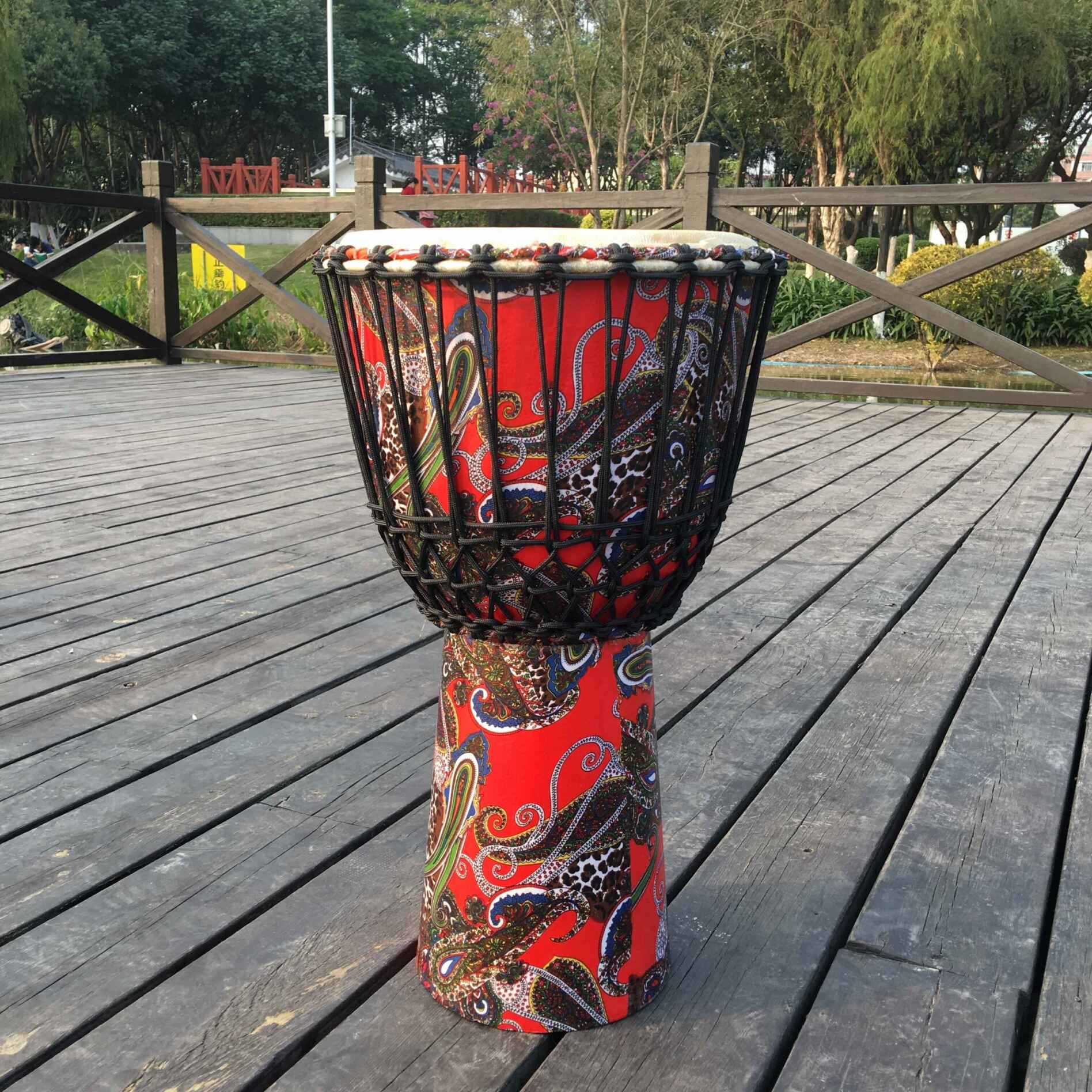 厂家批发 12寸10寸四个花型布艺拼接非洲鼓 高档非洲手鼓