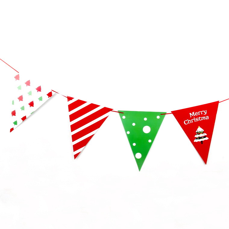 厂家直销圣诞纸质三角拉旗节日挂旗横幅派对-圣诞装饰品