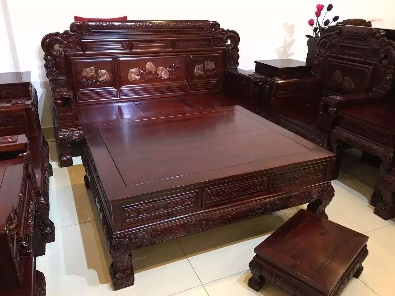 厂家批发东非黑酸枝印尼黑酸枝木客厅组合财源国宝沙发巴里