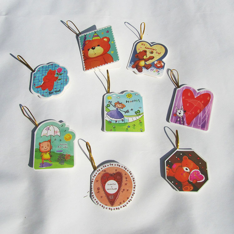 616 creative card cartoon bear hang card with wire rope cute