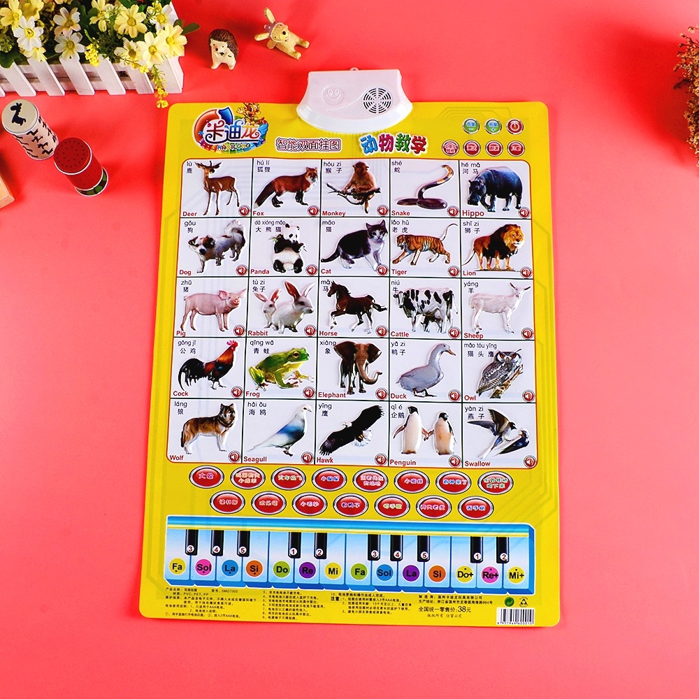 卡迪龙双面有声挂图共9款: 人物  家庭关系 ;动物 12生肖 ;汉字 笔画