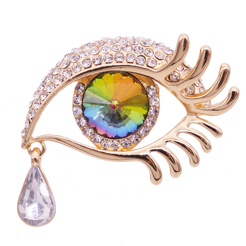 水晶明星同款天使之泪胸针 镶钻大眼睛长睫毛胸花 厂家直供批发