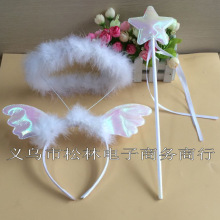 带灯发光天使翅膀发箍可爱万圣节头饰甜美金福珠同款搞怪发卡头箍