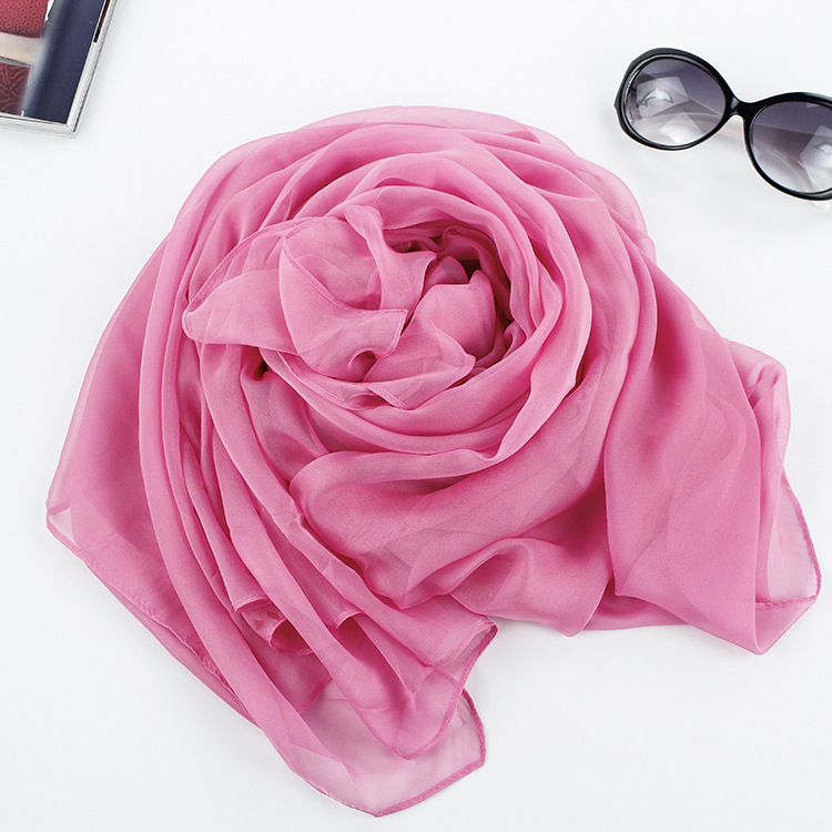 春秋百搭防晒丝巾海边沙滩巾夏季空调披肩围巾长款纯色纱巾两用