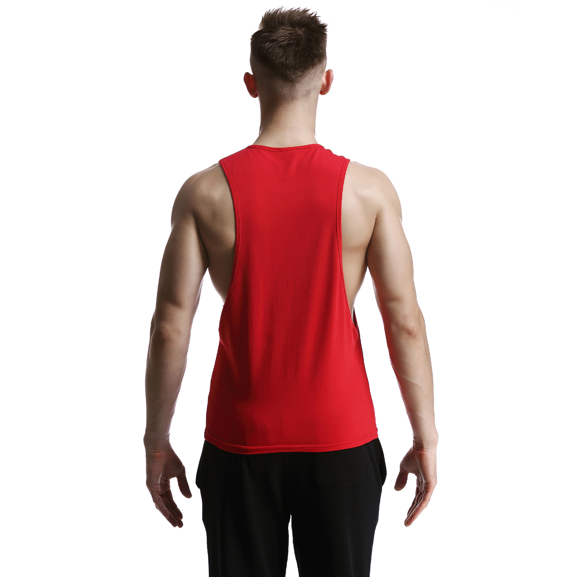 希宾seobean新款男士背心男士性感字母大开叉背心 跨栏健身背心