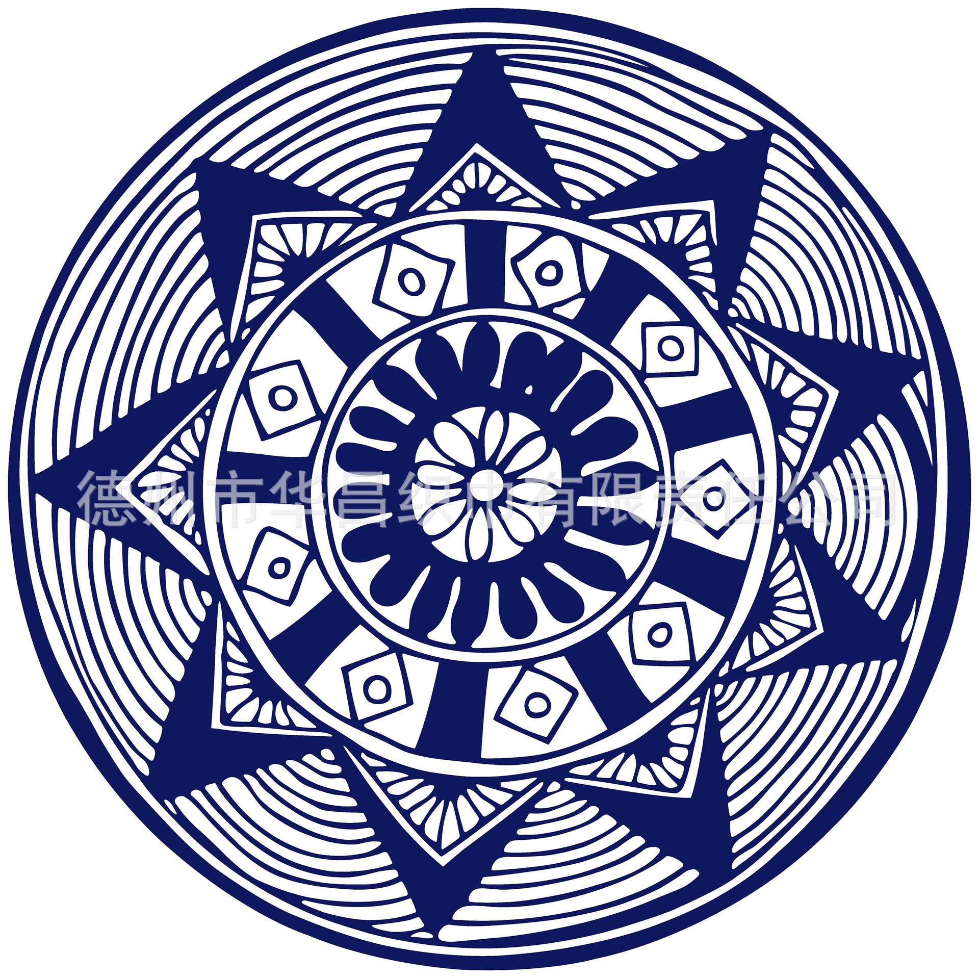 圆沙滩巾棉割绒活性印花流苏