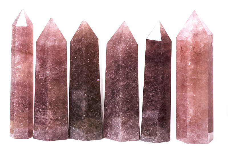 纯天然水晶柱草莓晶柱厂家直销可接受定做