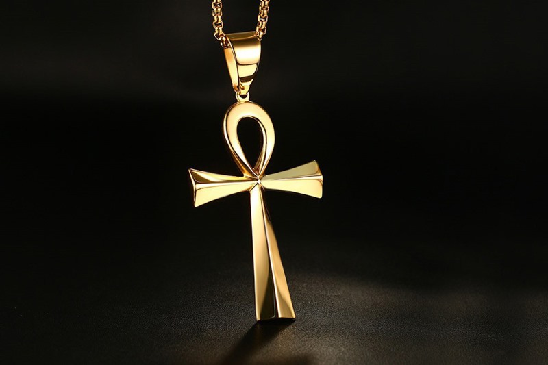 异国埃及生命十字架吊坠 64mm不锈钢安卡十字架吊坠金色 pn-646