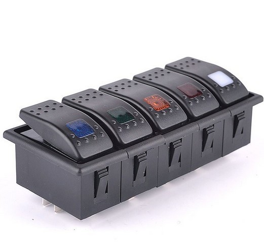 5组船形开关 on-off船型开关 3脚单灯 汽车游艇翘板组合开关