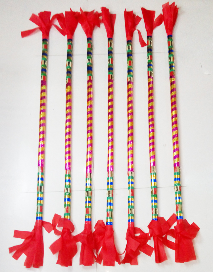 包邮批发广场舞道具九子霸王鞭打金钱杆打连莲厢湘响打花棍棒杆舞