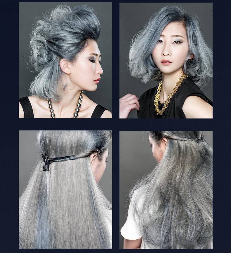 博倩奶奶灰发泥发蜡染色彩色白银色一次性爷爷灰男女有色变色颜色