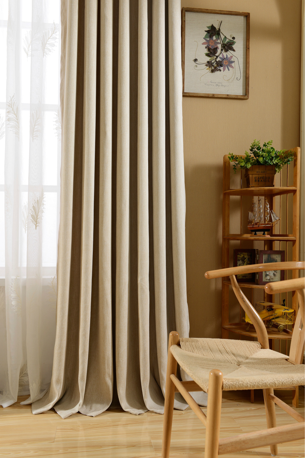 2018新款现代简约天然棉竹节遮光窗帘布淘宝天猫一件代发厂家直销