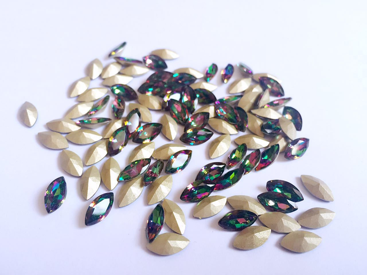 美甲饰品 k9激光五彩火焰钻 异形钻 彩白钻 美甲钻饰 微锆 锆石