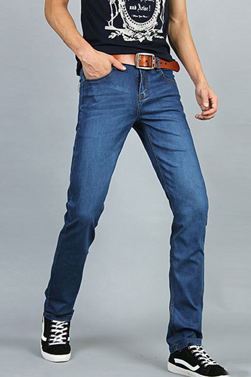 高个子男裤加长版牛仔裤修身男装大码弹力小直筒商务长裤子男薄.