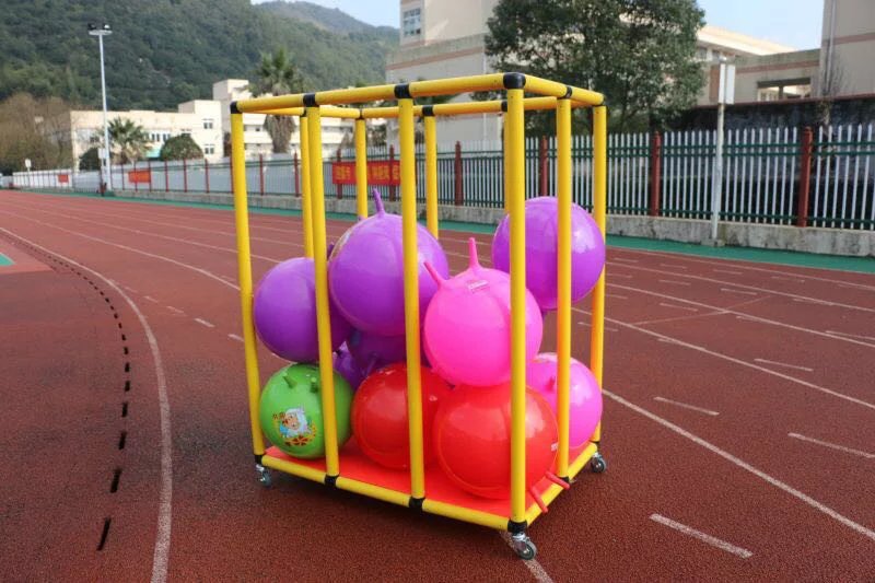幼儿园儿童塑料篮球足球羊角球存放带轮置球架 可移动球框球车