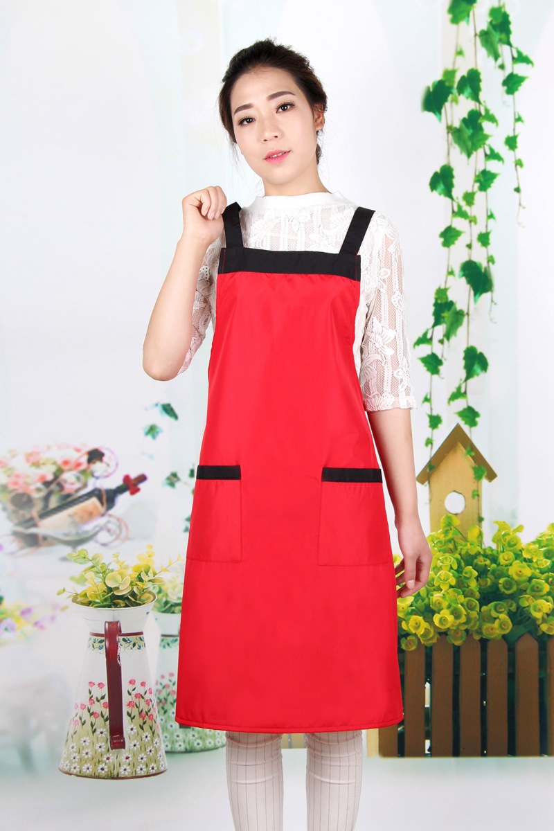 韩版时尚双兜围裙广告围裙 复合加厚无袖背带围裙工作服可印logo