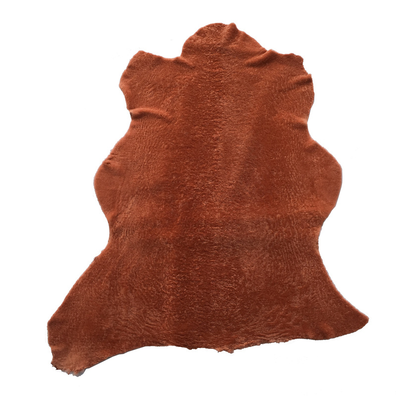 批发整张羊皮 澳洲橙色皮毛一体羊剪绒 碎花风格皮羊反绒面料
