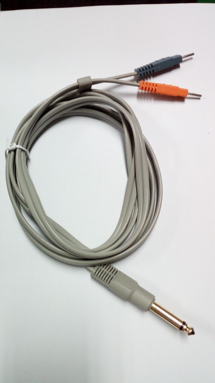 35镀金话筒头双插针线 dc6.35话筒线双针线