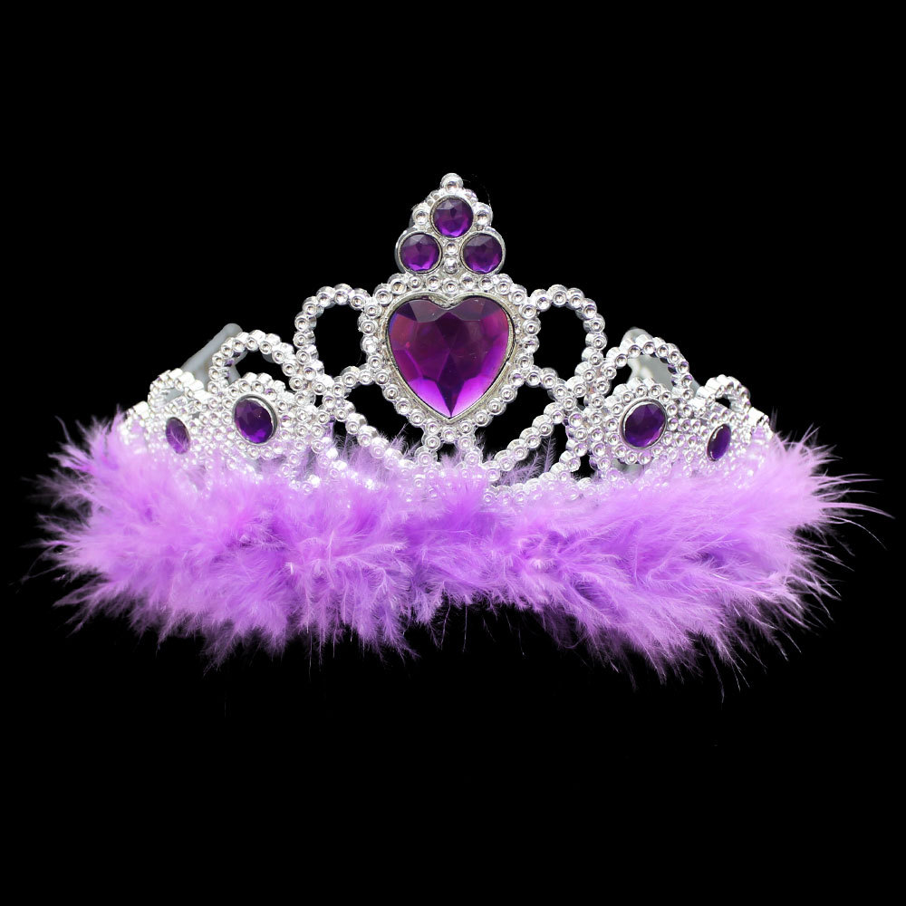 羽毛公主皇冠儿童塑料皇冠狂欢舞会皇冠欧美流行