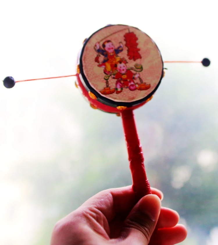 吉祥拨浪鼓/儿童乐器手鼓/宝宝摇鼓手摇铃 中国小孩传统玩具批发