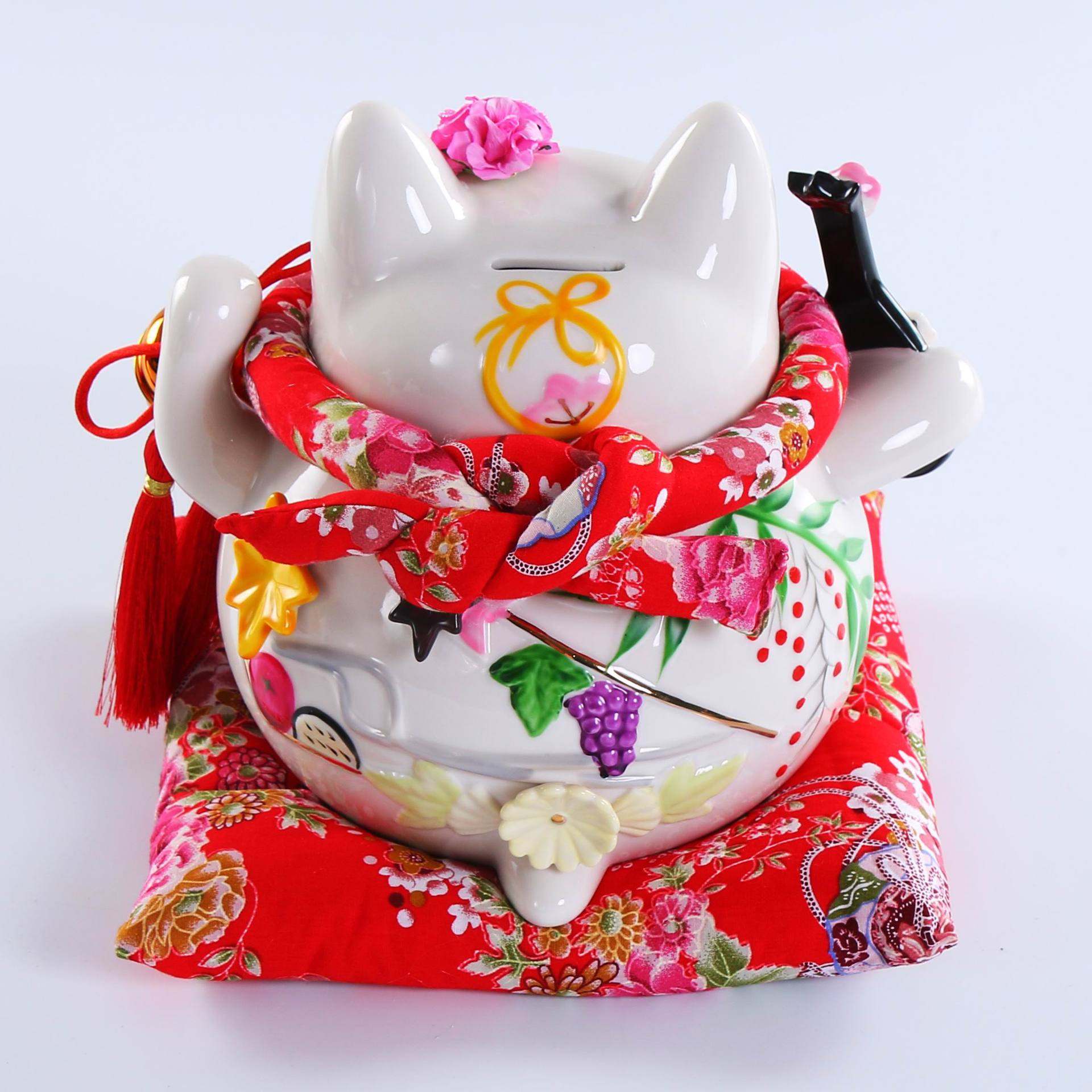万亿堂中国风陶瓷招财猫存钱储蓄罐8寸财富令开业礼品家居摆件