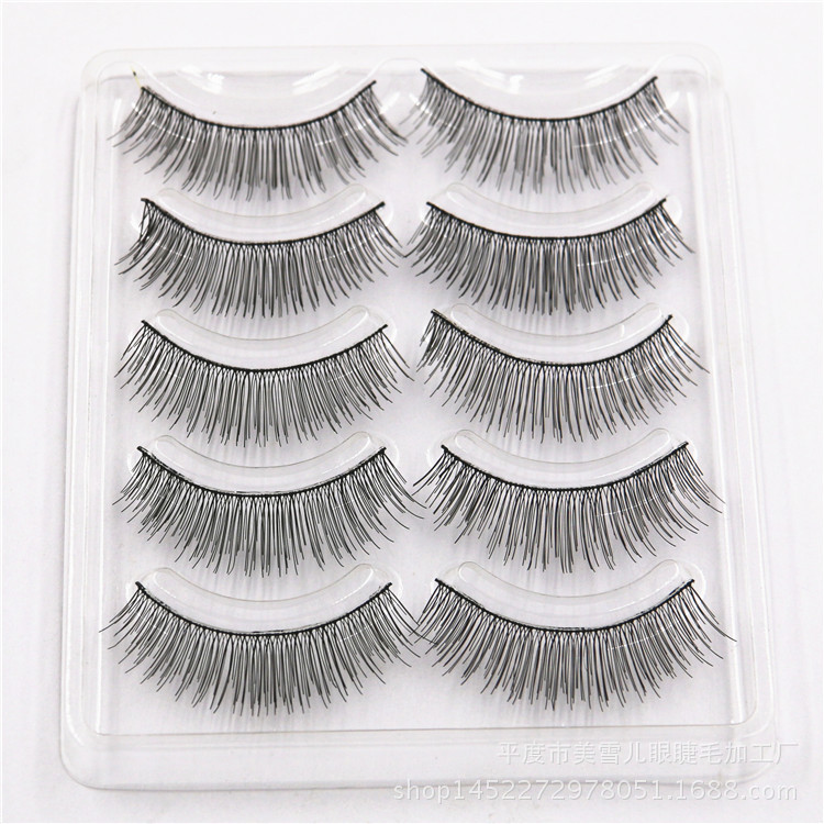 Thick Long False Eyelashes Wholesale Handmade Fashion Five Double Pairs of False Eyelashes Life Makeup Light Makeup Eyelashes