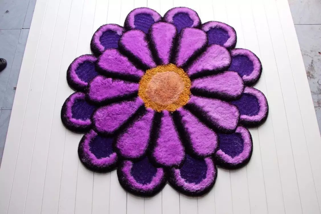 新款3d立体太阳花弹力丝90/100/120/150cm卧室垫客厅垫地垫床边垫