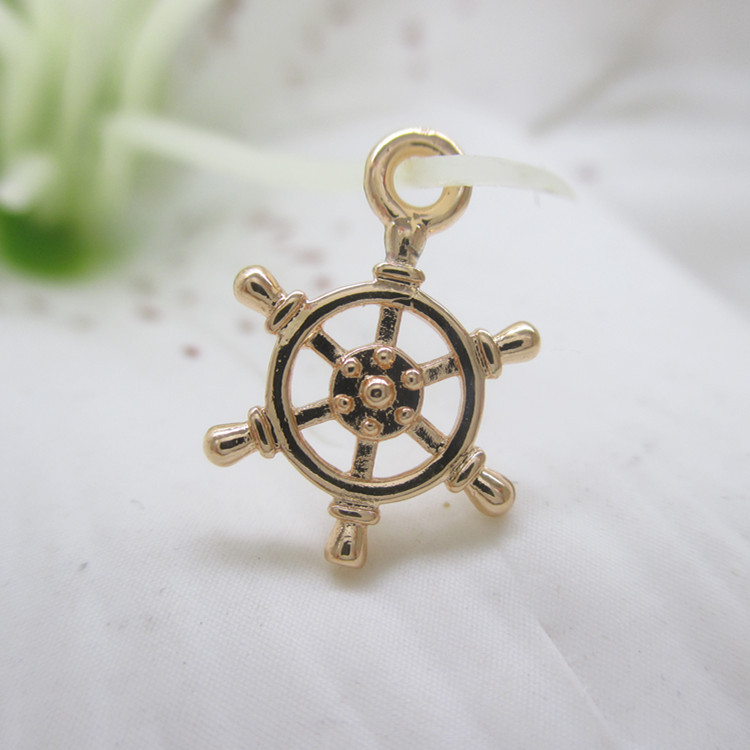 diy饰品材料批发 金色镂空船尾舵吊坠手工手链金属挂件项链挂坠