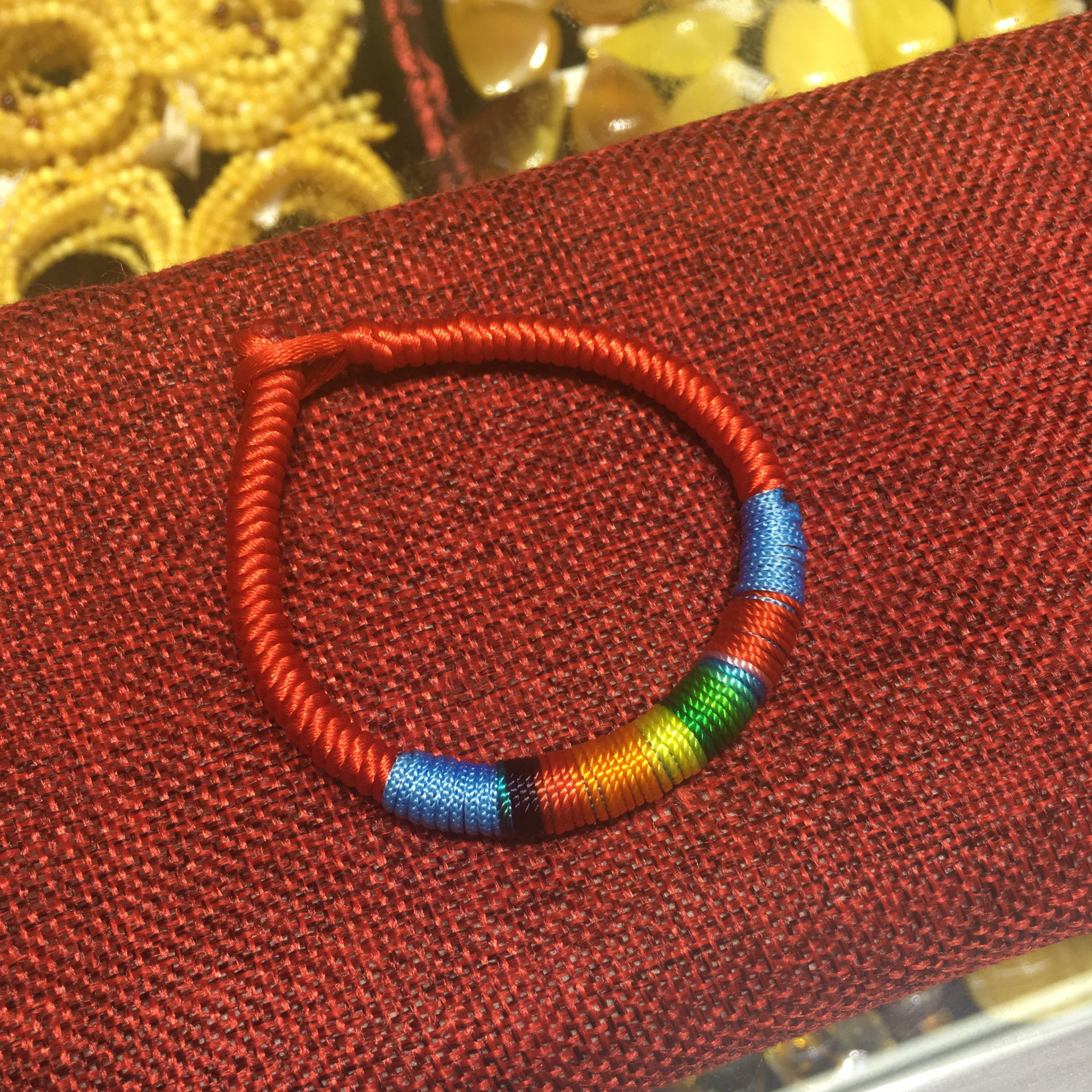 民族风金刚结五彩红绳手链手绳粗款男女情侣