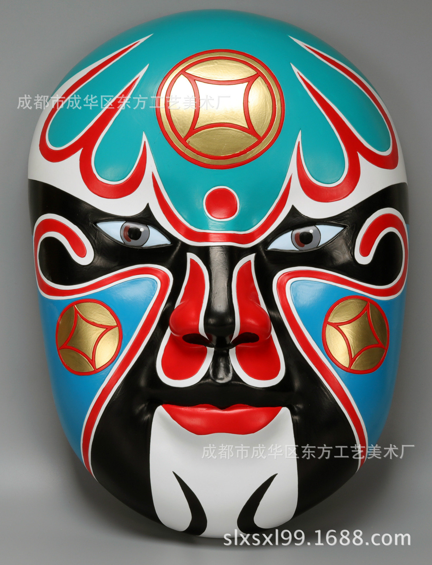 东方工艺意美术厂直批半米高纯手工重彩绘制京剧脸谱主题墙面装饰