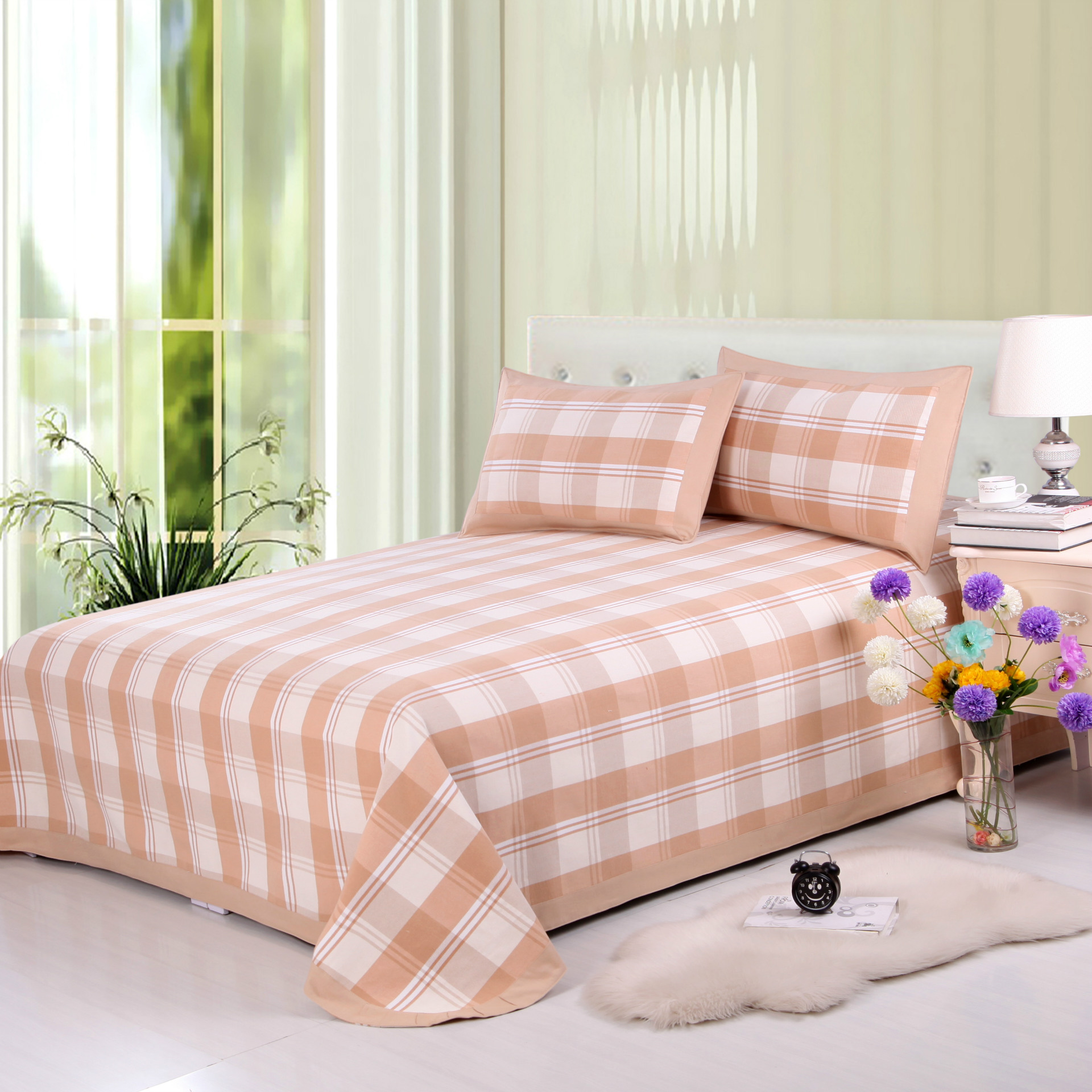 全棉老粗布凉席三件套加厚全棉双人床单夏凉席土布凉席福利会销