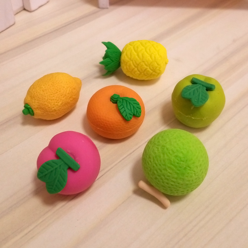 厂家专业定做热销水果造型吸卡套装橡皮擦学生文具用品4b橡皮
