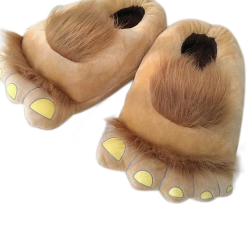 霍比特人毛绒鞋子大脚毛绒拖鞋室内家居包跟