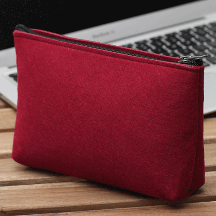 Wholesale Supply Large Capacity Felt Cosmetic Bag Felt Power Pack Mobile Data Organizing Felt Bag