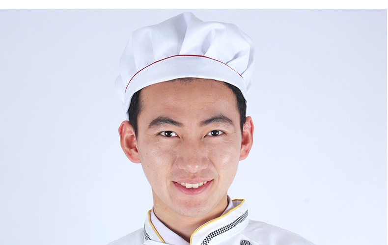 现货批发 定制外贸白色涤棉厨师帽 餐厅厨房食堂糕点师平顶工作帽