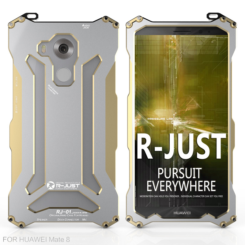 R-JUST GUNDAMAerospace Aluminum Contrast Color Shockproof Metal Shell Outdoor Protection Case for Huawei Ascend Mate8