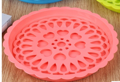 New Plastic Multi-Purpose Plate Kettle Mat Double Deck Draining Plate Heart-Shaped Coaster Heat Proof Mat Fruit and Vegetable Plate Flower Pot Pad