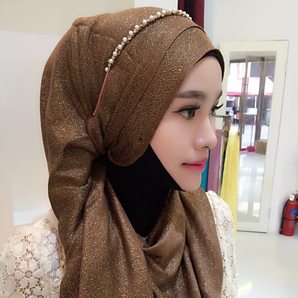 穆斯林头巾 茜拉同款金丝棉长巾 女 纱巾回族民族风盖头多色