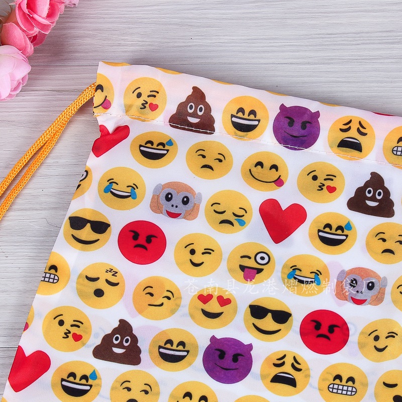 新款墨迹表情小布袋 儿童可爱拉绳袋 背包袋批发环保无纺布束口袋