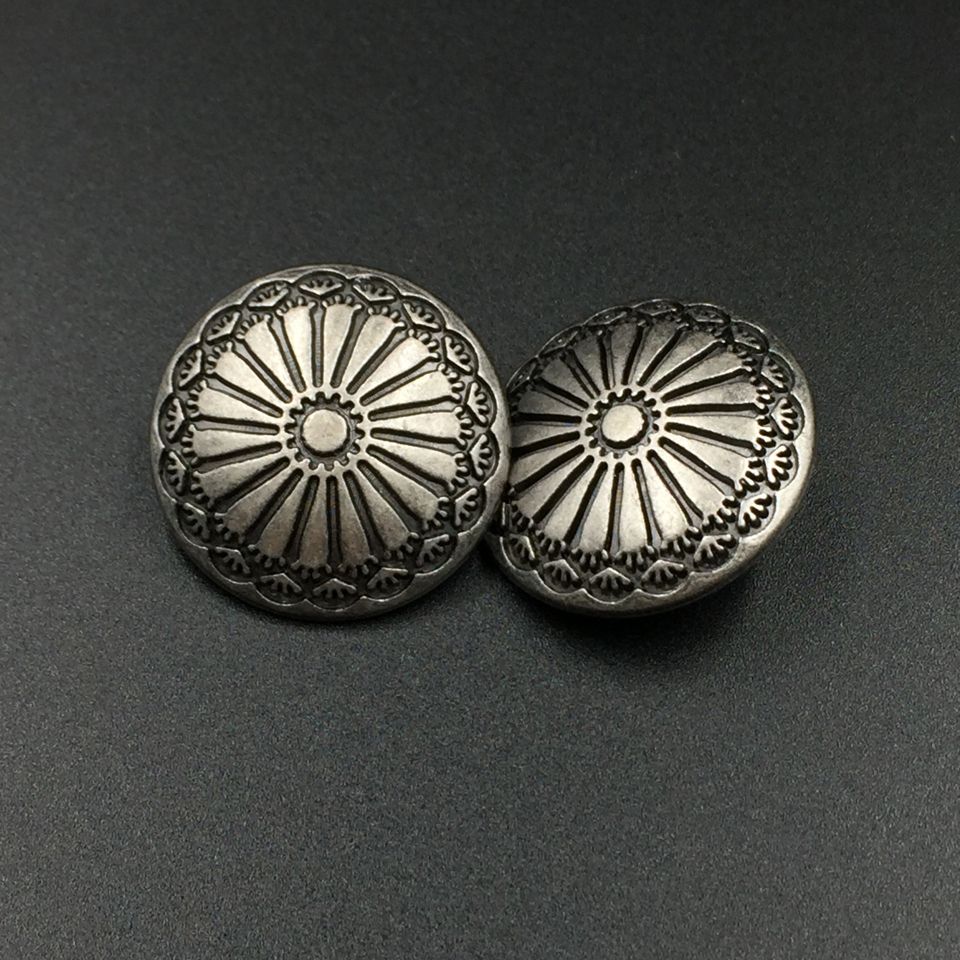 40l金属电镀古银色蘑菇花纹扣手缝大衣纽扣