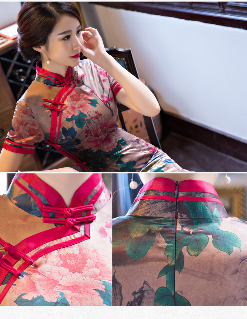 tzm1692宽边高开叉斜襟长款旗袍