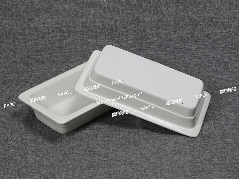 1/3长方份数盆 陶瓷无格深盘 星级自助餐炉 三分之一布菲盆