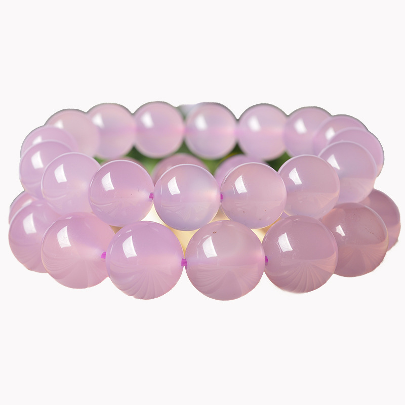 新款送女友生日礼物时尚精美粉色玉髓手串单圈芙蓉玉粉色玉手链