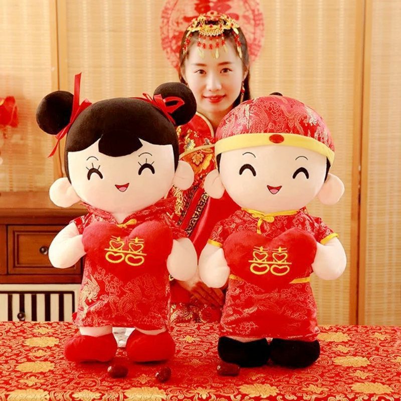 新品批发婚庆毛绒玩具公仔结婚喜娃娃压床大娃娃一对-阿里巴巴