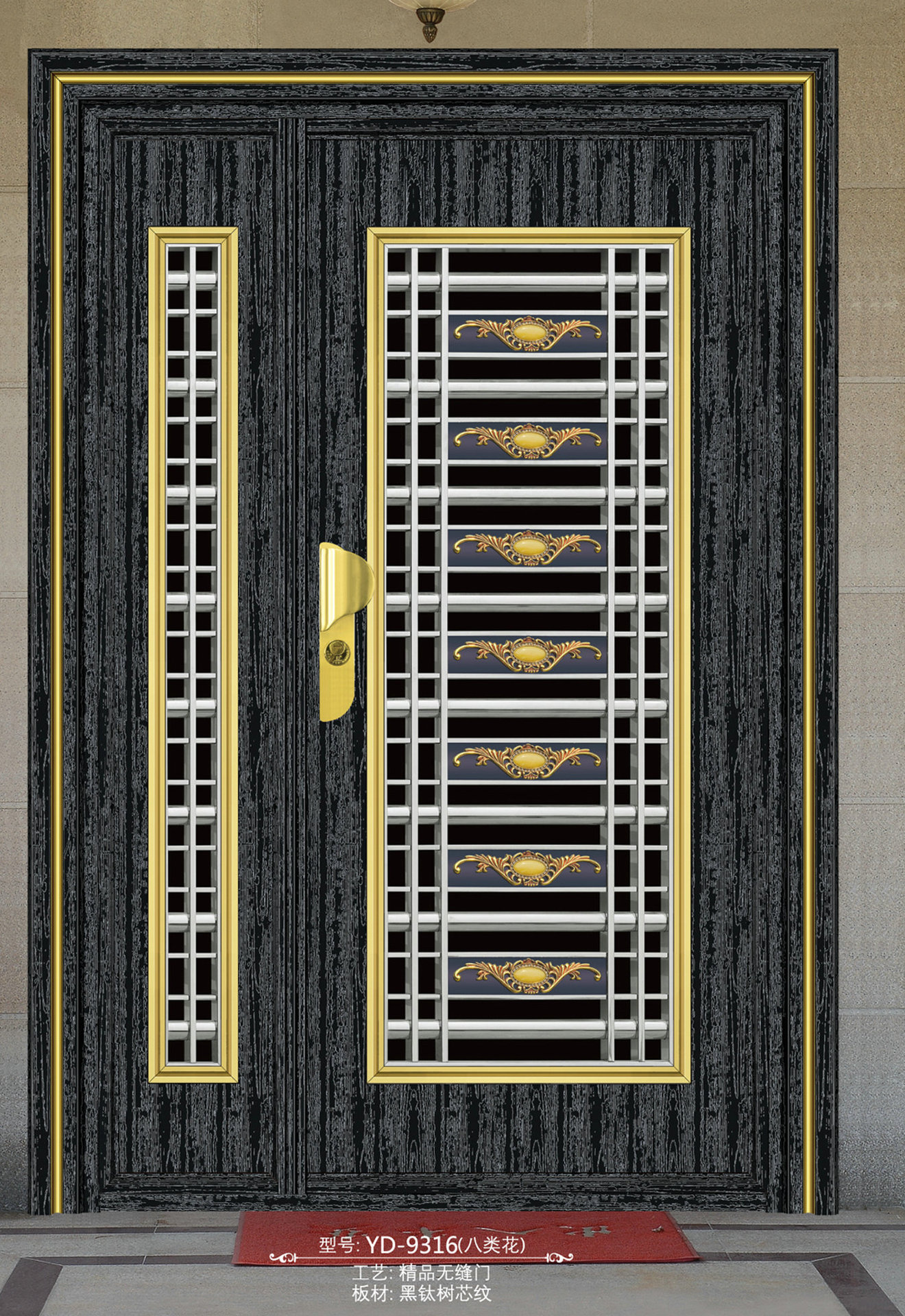 304不锈钢防盗大门 拉丝红古铜不锈钢门